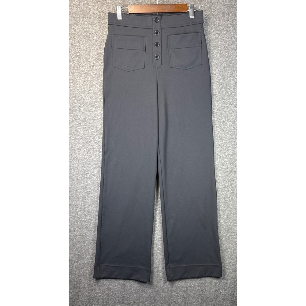 Halara Wide Leg High Waisted Button Detail Pants Size Medium Tall Pull On Career - Picture 2 of 12